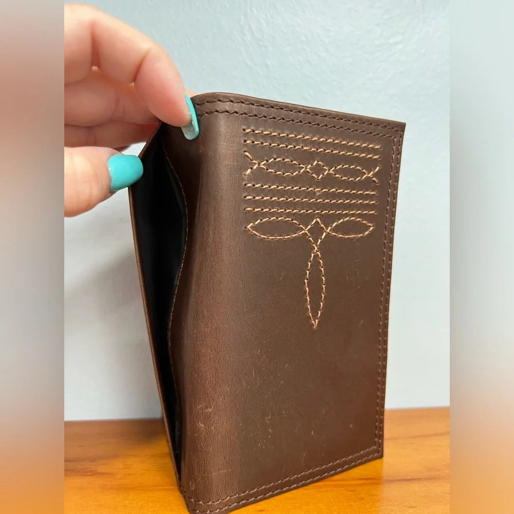 JUSTIN BOOTS NIB NWT Jr Rodeo Leather Brown Mens Wallet 2 SEE DESCRIPTION/DAMAGE